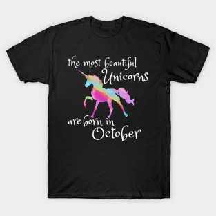 Beautiful Unicorn Birthday Shirt October Unicorn T-Shirt